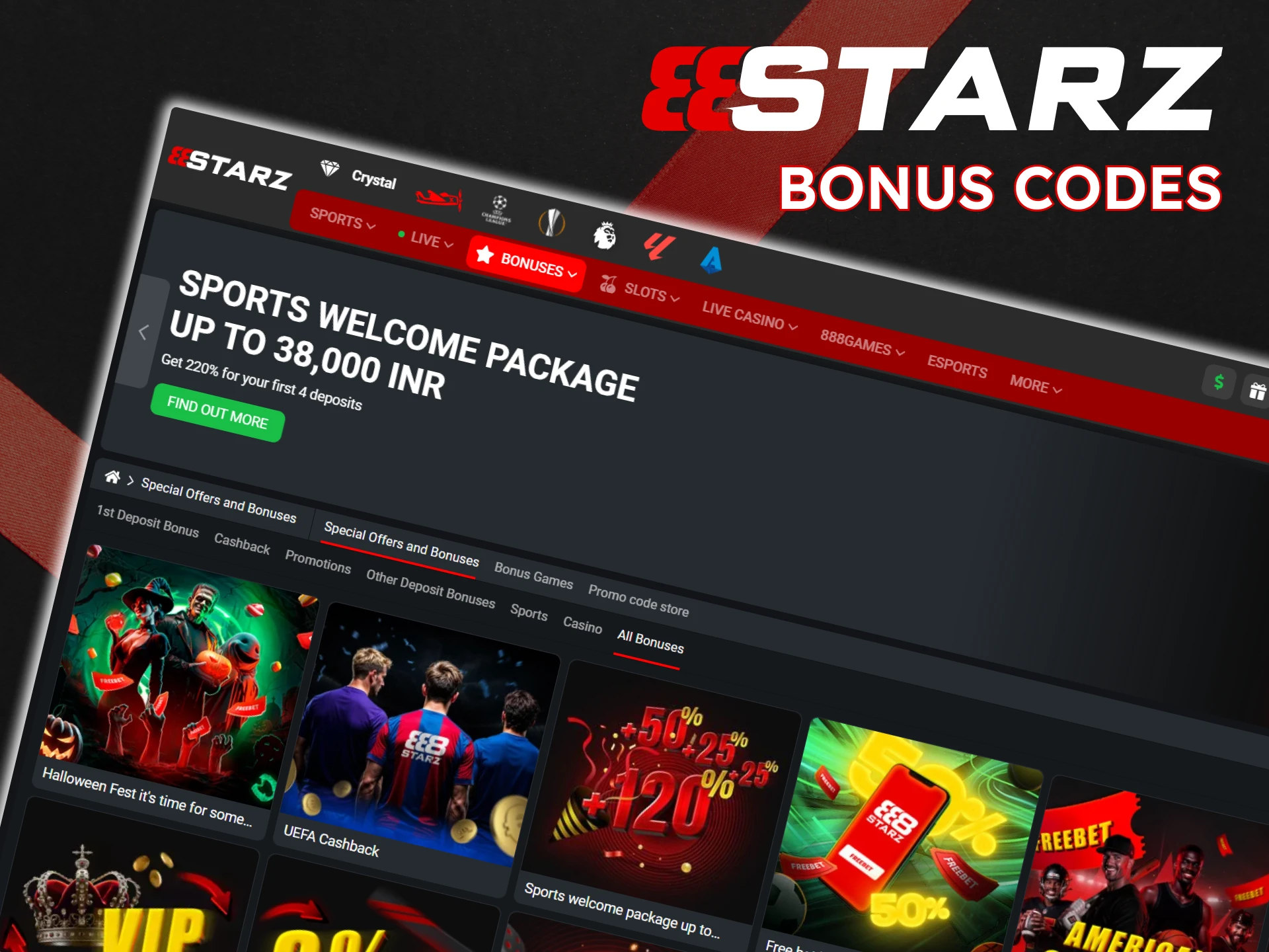 Learn about the bonus codes offered by 888Starz.