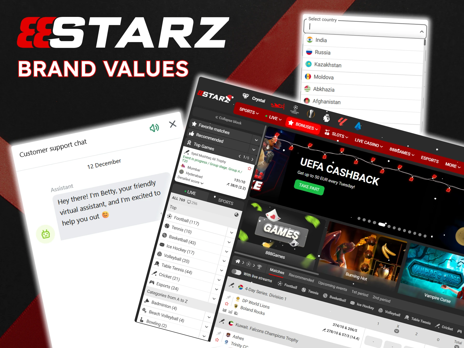 Learn more about the values of the 888Starz brand.